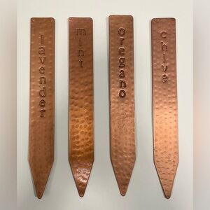 Set of 4 Garden Markers. Hammered Look. Copper Color.